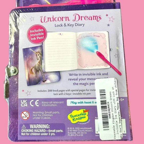 💰 5 FOR $40 / Kid's "Unicorn Dreams" Diary with Invisible Ink Pen (NEW) - Picture 6 of 6